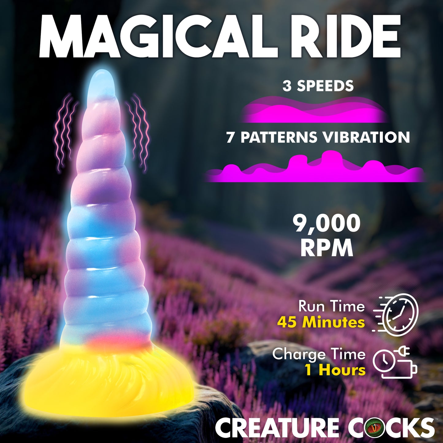 Unicorn Glow-in-the-dark Vibrating Silicone Dildo