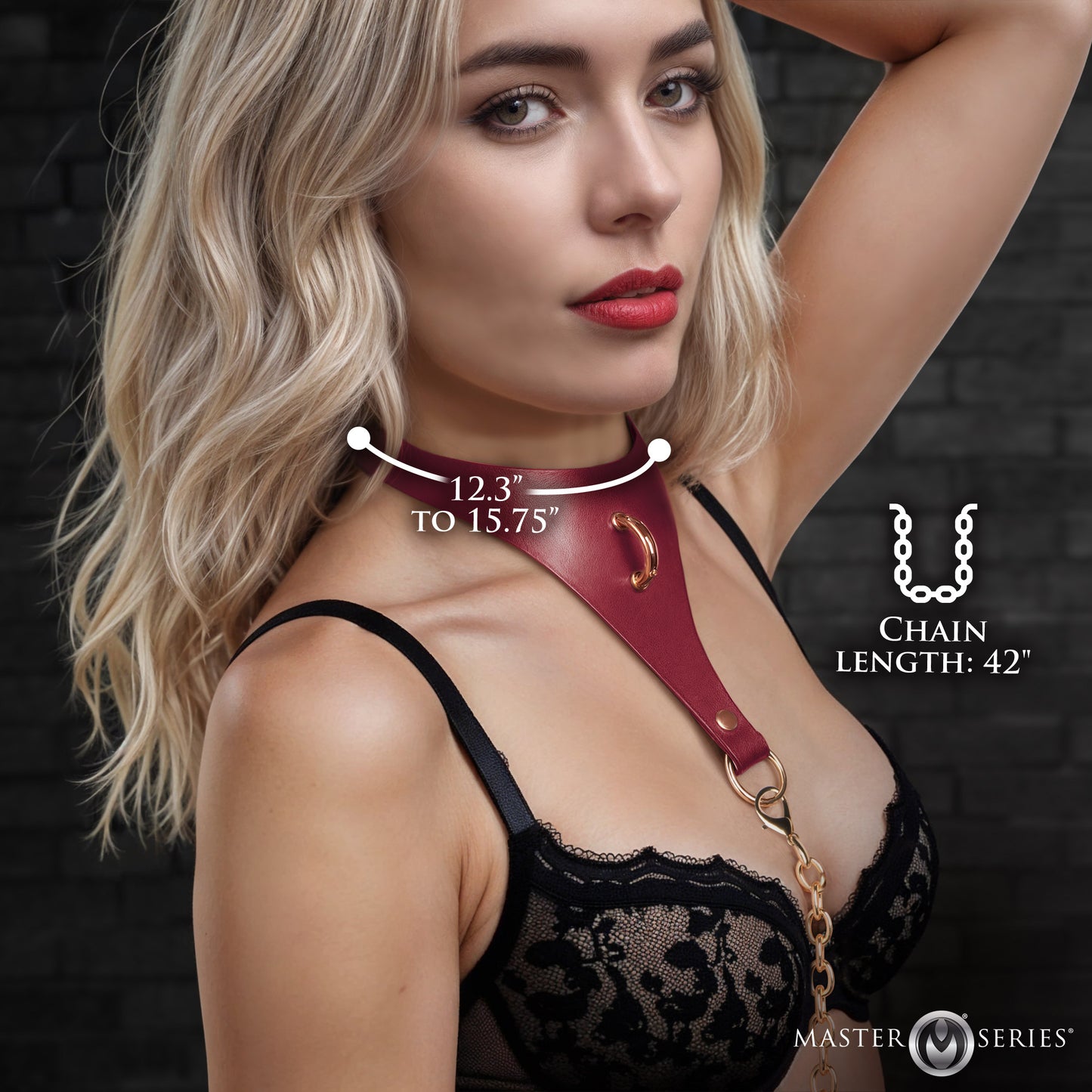 Captivate Collar With Body Chain - Red