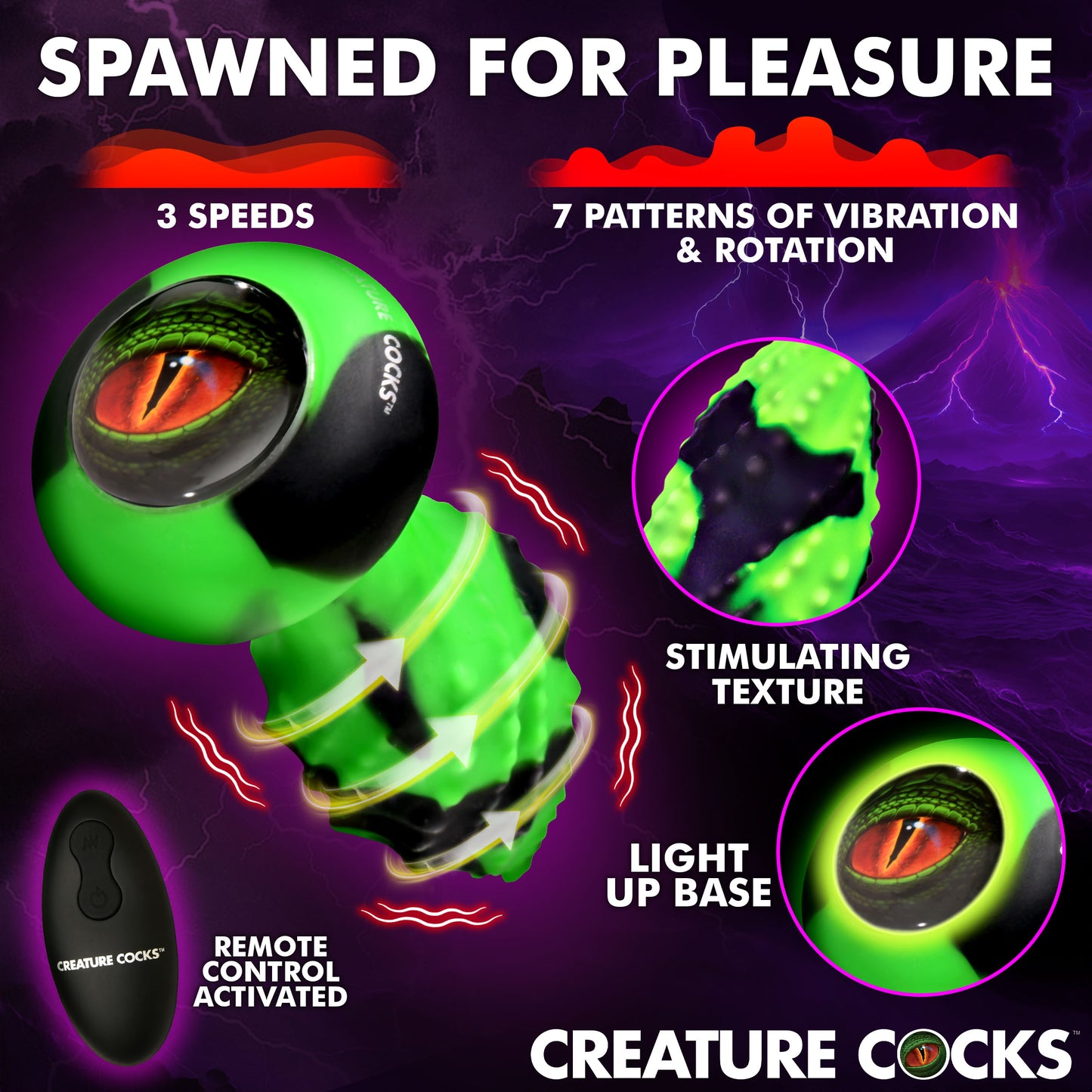 Eye Of The Spawn Vibrating & Squirming Silicone Butt Plug