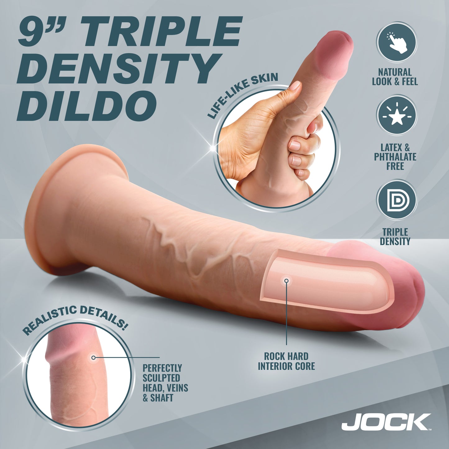 Hard-core 9" Triple Density Dildo