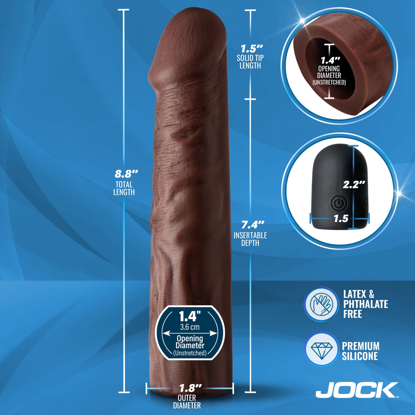 Enhancers Vibrating Penis Extension W/ Remote - Dark