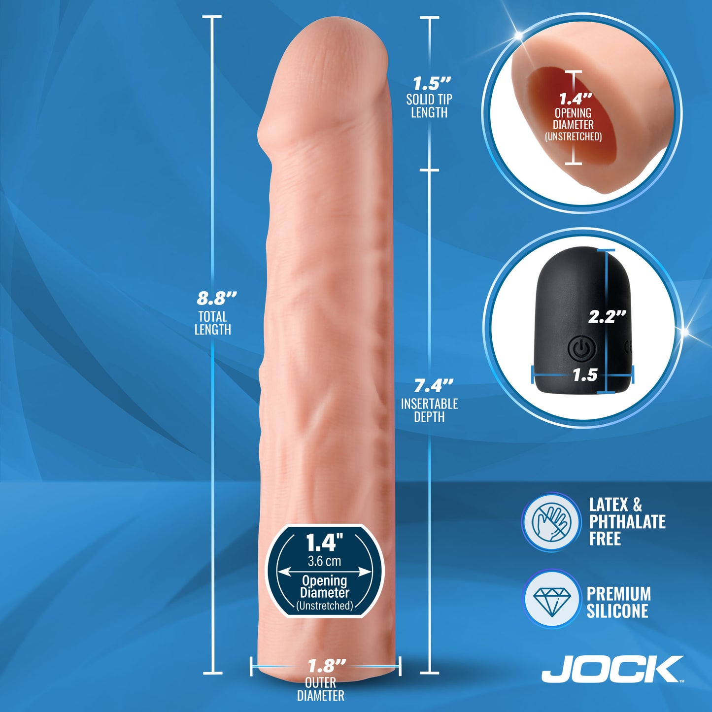 Enhancers Vibrating Penis Extension W/ Remote - Medium