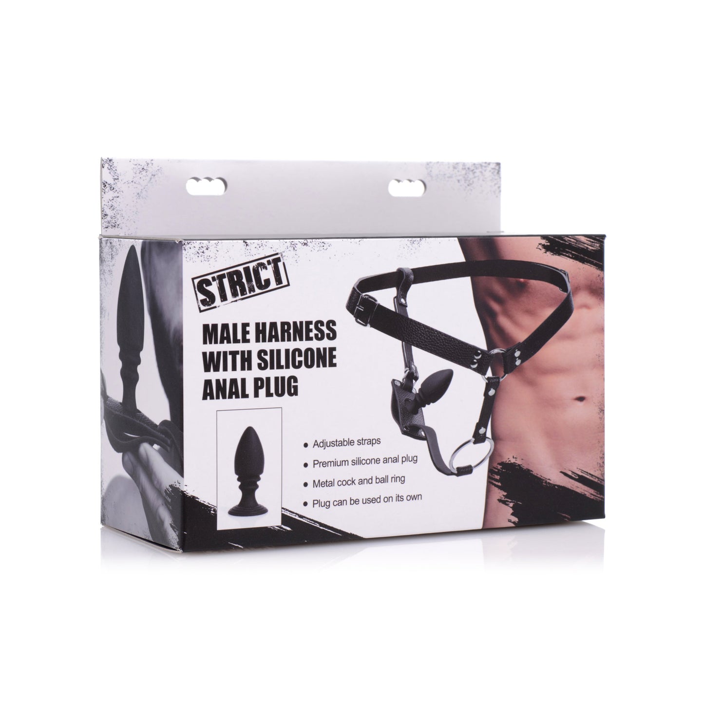 Male Cock Ring Harness With Silicone Anal Plug