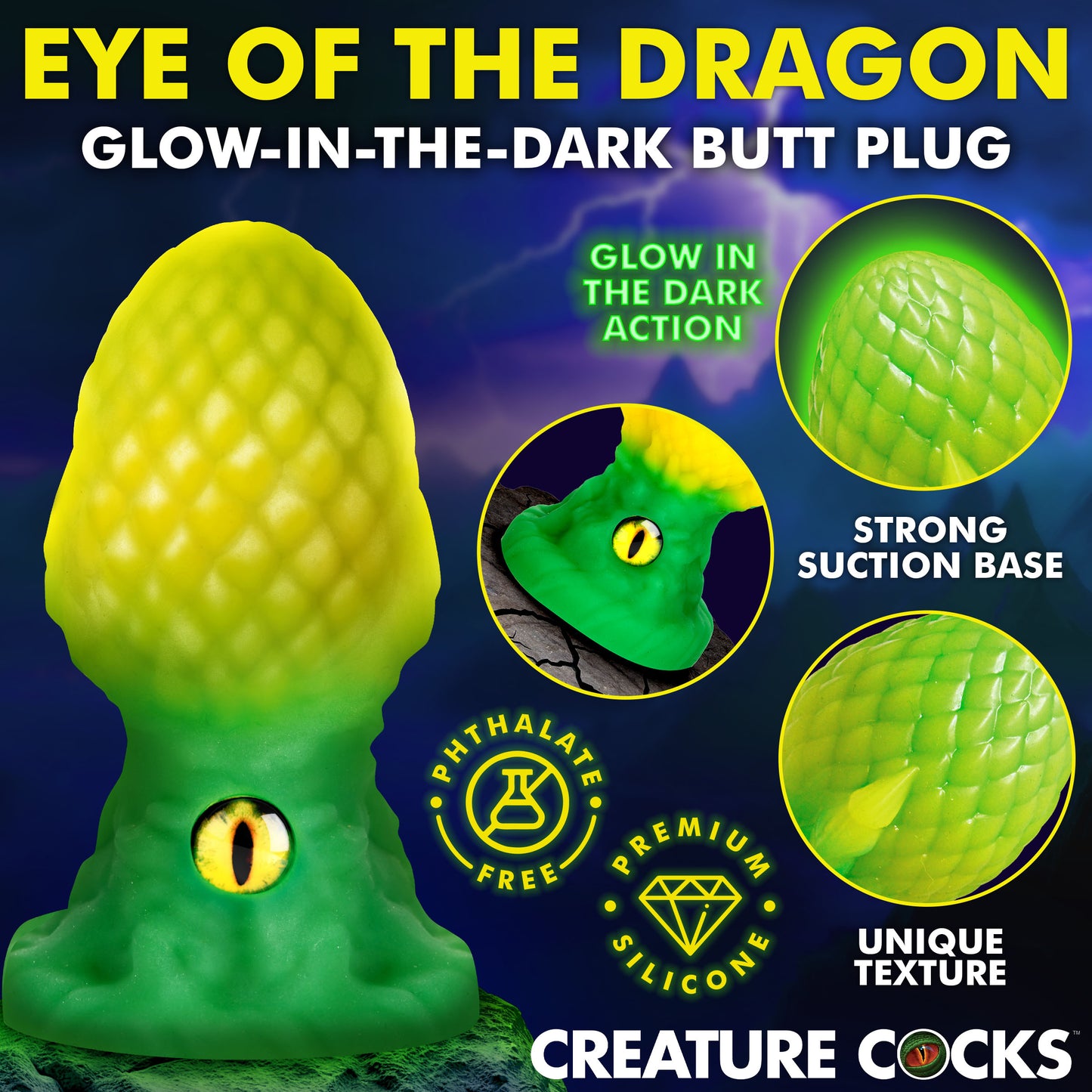 Eye Of The Dragon Silicone Butt Plug - Green