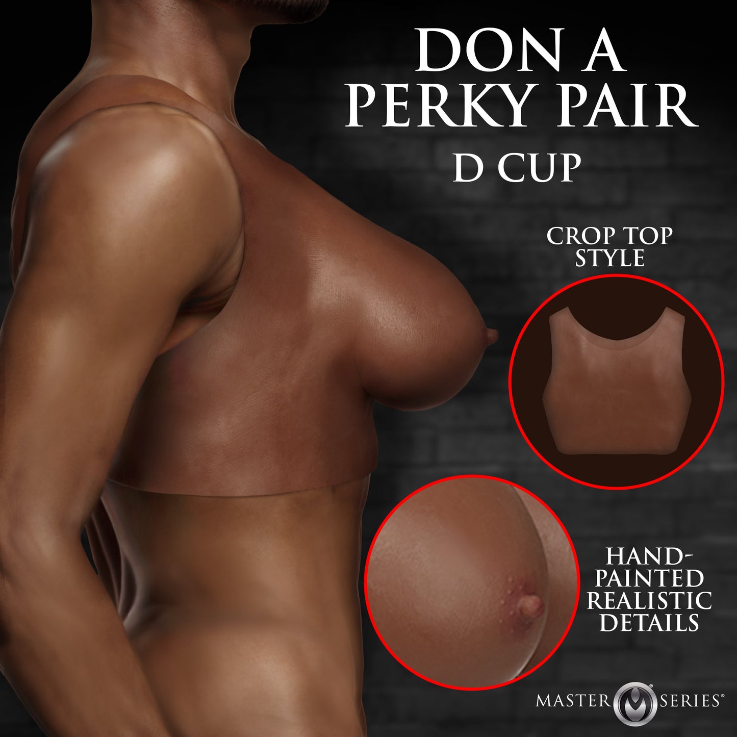 Perky Pair D-cup Silicone Breasts - Dark
