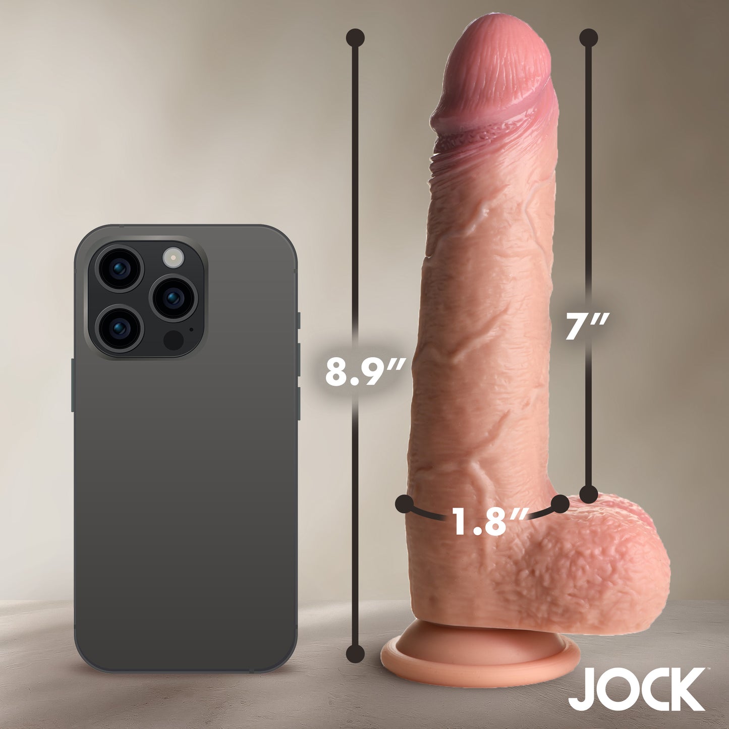 9 Inch Real Skin Silicone Dildo With Balls - Medium