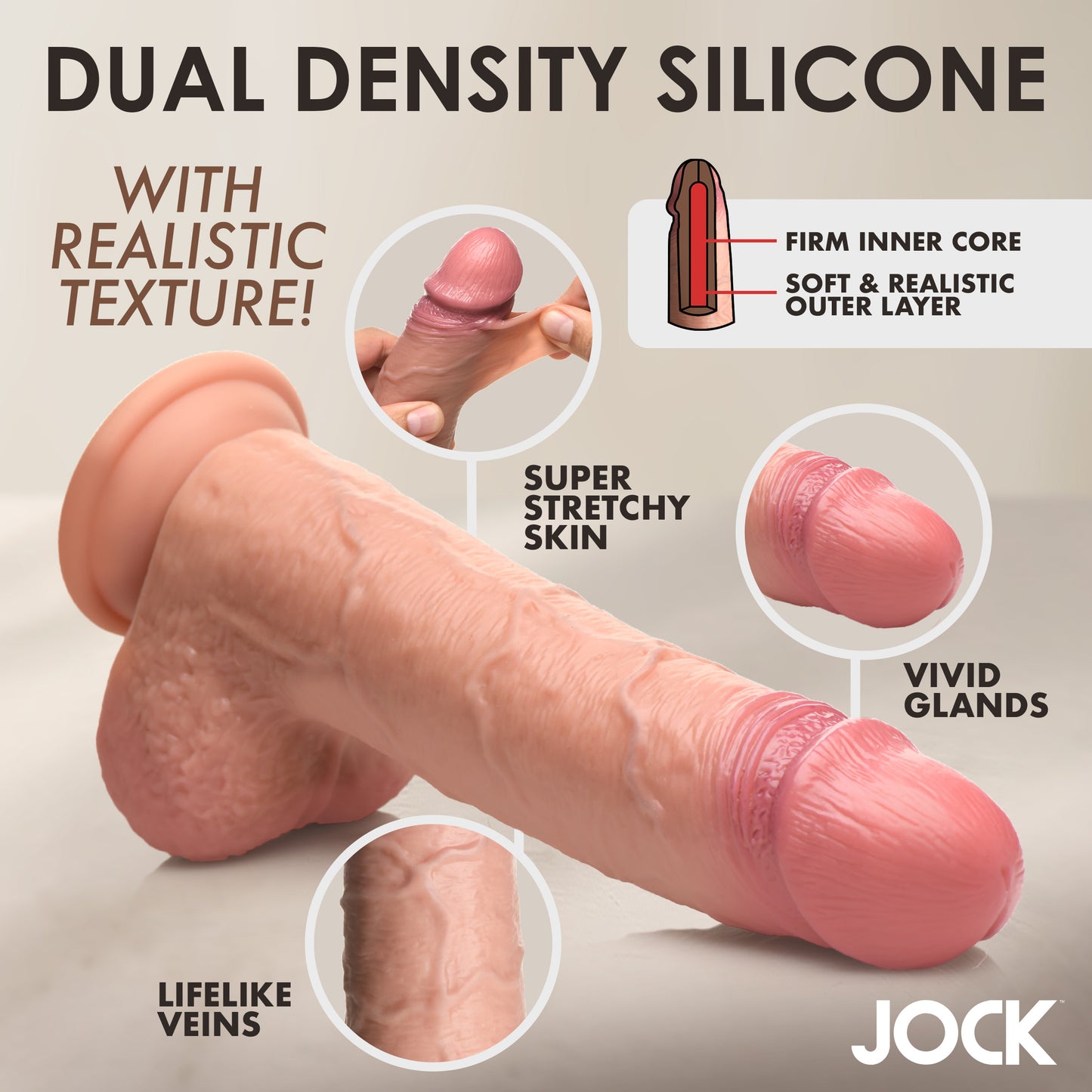 9 Inch Real Skin Silicone Dildo With Balls - Medium