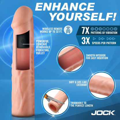 Enhancers Vibrating Penis Extension W/ Remote - Medium